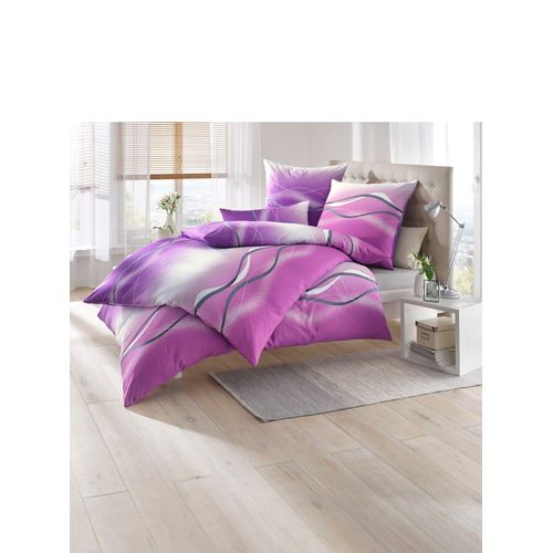 Bettwäsche BIERBAUM Gr. 1, rosa (silbergrau, rosé), B/L: 135cm x 200cm, Feinbiber, B/L: 80cm x 80cm, 2 Stk., Feinbiber, 100% Baumwolle, Bettwäsche