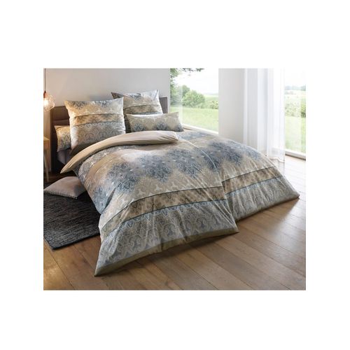 Bettwäsche HEINE HOME Gr. 1, beige (natur, braun), B/L: 135cm x 200cm, Feinbiber, B/L: 80cm x 80cm, 2 Stk., Feinbiber, 100% Baumwolle, Bettwäsche