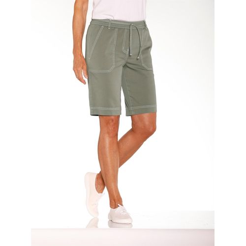 Jeansbermudas CLASSIC BASICS, Damen, Gr. 46, Normalgrößen, grün (khaki), 98% Baumwolle, 2% Elasthan, unifarben, kurz, Jeans