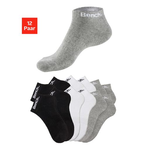 Sportsocken BENCH., Damen, Gr. 35-38, schwarz-weiß (4x schwarz, 4x weiß, 4x grau, meliert), Baumwollmischung, unifarben, elastisch, Socken Sportsocken, Tennis Kurzsocken mit Halbfußfrottee