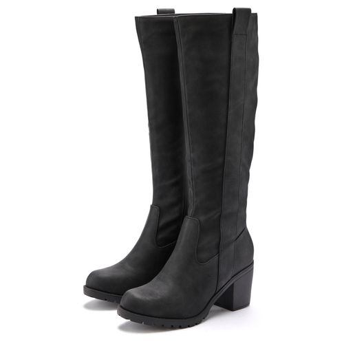 Weitschaftstiefel LASCANA, Damen, Gr. 39, XL-Schaft, schwarz, Obermaterial: 100% Lederimitat. Futter: 100% Textilmaterial. Decksohle: 100% Textilmaterial. Laufsohle: 100% Synthetik, unifarben, Elegant, Schuhe Reißverschlussstiefel Weitschaftstiefel, Stiefel, Stiefelette, langer Stiefel, Blockabsatz, Cowboy Stil VEGAN, Topseller