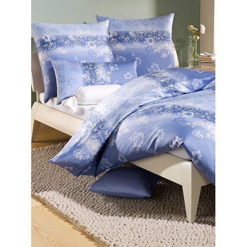 Bettwäsche BIERBAUM Gr. 1, blau, B/L: 135cm x 200cm, Mako-Satin, B/L: 80cm x 80cm, 1 Stk., Mako-Satin, 100% Baumwolle, Bettwäsche