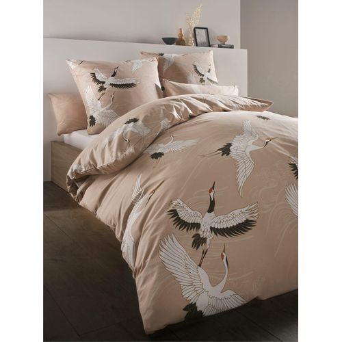 Bettwäsche HEINE HOME Gr. 3, beige (sand, gemustert), B/L: 155cm x 220cm, Renforcé, B/L: 80cm x 80cm, 2 Stk., Renforcé, 100% Baumwolle, Bettwäsche