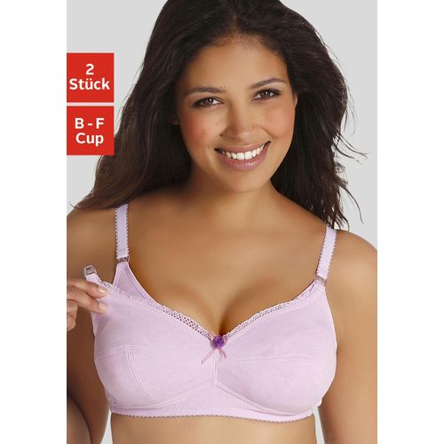 Still-BH PETITE FLEUR, Damen, Gr. 100, Cup C, lila (flieder, weiß), Jersey, Obermaterial: 95% Baumwolle, 5% Elasthan, Basic, BHs BH BH-Set Still-BH Wäsche Mieder-BH Bügelloser-BH, ohne Bügel, mit aufhakbaren Clips