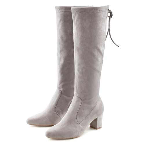 Schlupfstiefel LASCANA, Damen, Gr. 36, grau, Obermaterial: 100% Textilmaterial. Futter: 100% Textilmaterial. Decksohle: 100% Lederimitat. Laufsohle: 100% Synthetik, unifarben, Modisch, Schuhe, Schlupfboots, Slouchy Boots, Slip-On, Stretch & Blockabsatz, Topseller