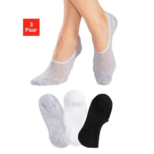 Füßlinge LASCANA ACTIVE, Damen, Gr. 39-42, schwarz-weiß (schwarz, weiß, grau, meliert), Baumwollmischung, uni und meliert, elastisch, Socken, mit Pikee Struktur