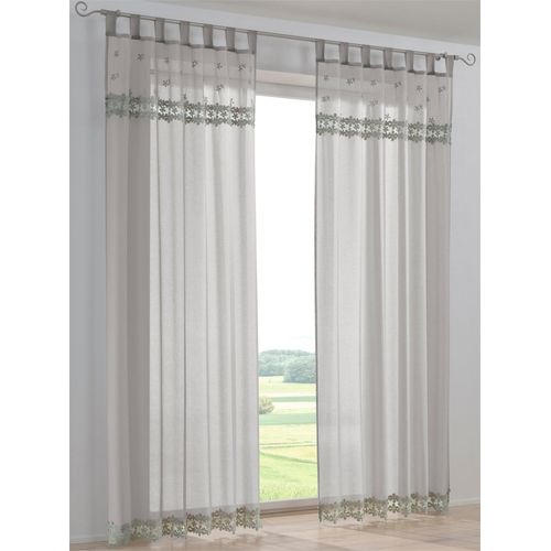 Gardine HEINE HOME Gr. 1, grau (hellgrau), B:130cm H:145cm, Polyester, Gardinen