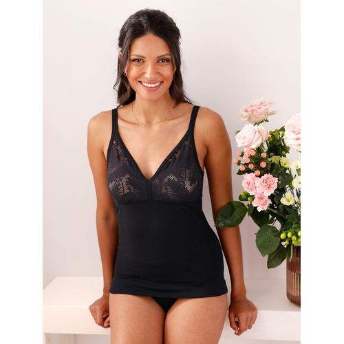 BH-Hemd WÄSCHEPUR, Damen, Gr. 50, schwarz, 100% Baumwolle, BHs