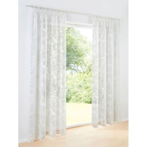 Gardine Gr. 2, weiß (sanftes weiß), B:140cm H:175cm, Leinen, Polyester, Viskose, Gardinen