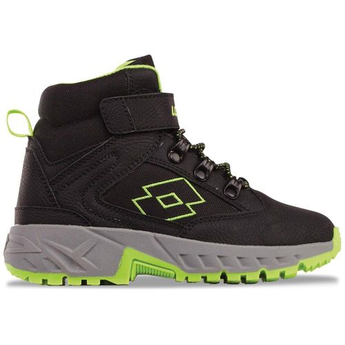 Winterboots LOTTO, Mädchen, Gr. 32, schwarz (schwarz, fr.grün), Synthetik, Textil, mehrfarbig, Schuhe, mit Elastikschnürung & Klettverschluss