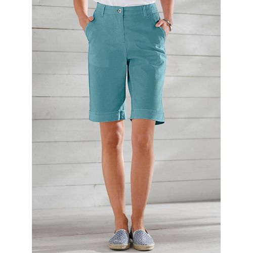 Jeansbermudas CLASSIC BASICS, Damen, Gr. 56, Normalgrößen, blau (ozean), 97% Baumwolle, 3% Elasthan, unifarben, knielang, Jeans