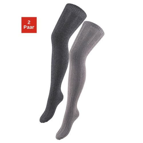 Overknees LAVANA, Damen, Gr. 39-42, schwarz (schwarz, meliert, grau, meliert), Baumwolle, Elasthan, Polyamid, meliert, elastisch, Socken, in Melangequalität