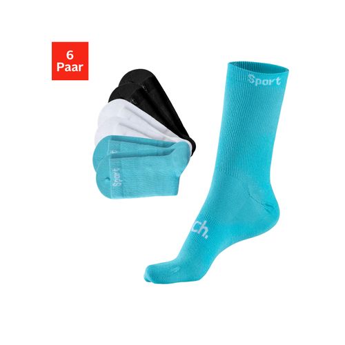 Sportsocken BENCH., Herren, Gr. 43-46, bunt (2x türkis, 2x weiß, 2x schwarz), Baumwollmischung, unifarben, elastisch, Socken Sportsocken, mit antibakterieller Feuchtigkeitsregulierung