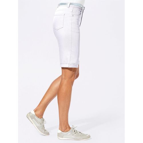 Jeansbermudas CASUAL LOOKS, Damen, Gr. 50, Normalgrößen, weiß, 98% Baumwolle, 2% Polyester, unifarben, kurz, Jeans