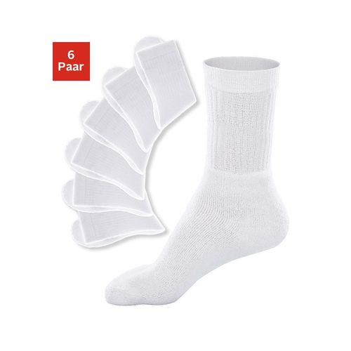 Tennissocken GO IN, Damen, Gr. 23-26, weiß, Materialmix, uni, elastisch, Socken Tennissocken, mit geripptem Schaft