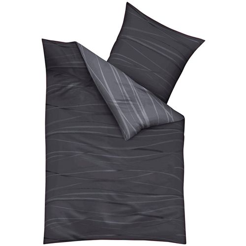 Bettwäsche KAEPPEL Gr. 7, grau (grau, anthrazit), B/L: 200cm x 200cm, Mako-Satin, B/L: 80cm x 80cm & 80cm x 80cm, 2 Stk., Mako-Satin, 100% Baumwolle, Bettwäsche