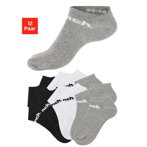 Sportsocken BENCH., Damen, Gr. 35-38, schwarz-weiß (4x schwarz, 4x weiß, 4x grau, meliert), Baumwollmischung, unifarben, elastisch, Socken Sportsocken, Sneakersocken mit klassischem Logoschriftzug