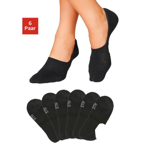 Füßlinge H.I.S, Herren, Gr. 39-42, schwarz (6x schwarz), Baumwolle, Elasthan, Polyamid, uni, elastisch, Socken, mit softem Frottee