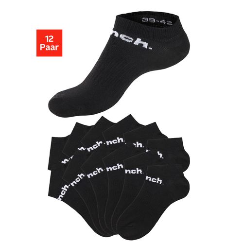 Sportsocken BENCH., Damen, Gr. 43-46, schwarz (12x schwarz), Baumwollmischung, unifarben, elastisch, Socken Sportsocken, Sneakersocken mit klassischem Logoschriftzug