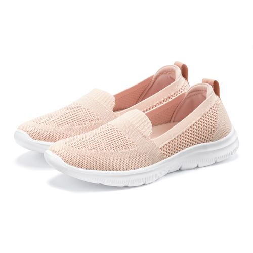 Slipper LASCANA, Damen, Gr. 42, bunt (beige, rosé, apricot), Obermaterial: 100% Textilmaterial. Decksohle: 100% Textilmaterial. Futter: 100% Textilmaterial. Laufsohle: 100% Synthetik, Strukturmuster, unifarben, Basic, Schuhe, Sneaker, Halbschuh, ultraleicht zum Reinschlüpfen VEGAN