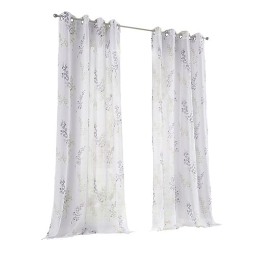 Gardine HEINE HOME Gr. 2, grün (grün, weiß), B:135cm H:175cm, Polyester, Gardinen