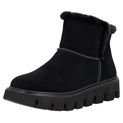 Winterboots RIEKER EVOLUTION, Damen, Gr. 42, schwarz, Textil, Veloursleder, Schuhe, Plateaustiefel, Schlupfschuh mit Innenreißverschluss