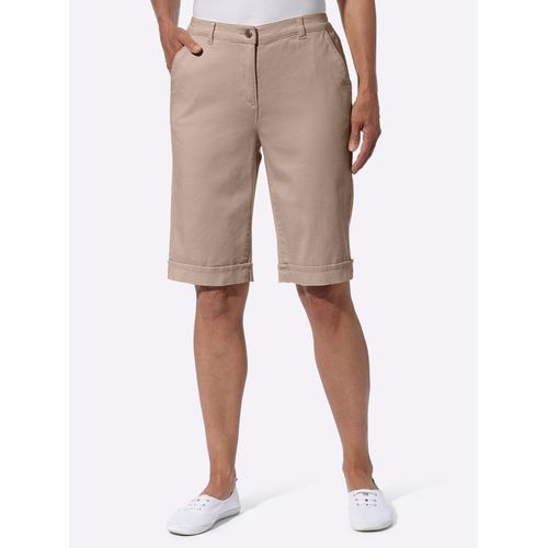 Jeansbermudas CLASSIC BASICS, Damen, Gr. 42, Normalgrößen, beige (sesam), 97% Baumwolle, 3% Elasthan, unifarben, knielang, Jeans