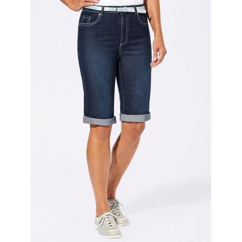 Jeansbermudas CASUAL LOOKS, Damen, Gr. 50, Normalgrößen, blau (blau, stone, washed), 81% Baumwolle, 17% Polyester, 2% Elasthan, unifarben, kurz, Jeans