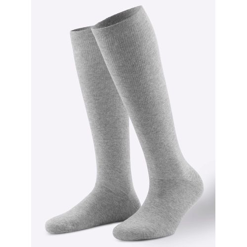 Kompressionsstrümpfe WÄSCHEPUR, Damen, Gr. 2/39, grau (grau, meliert), 60% Baumwolle, 28% Polyamid, 12% Elasthan, Socken Kompressionsstrümpfe