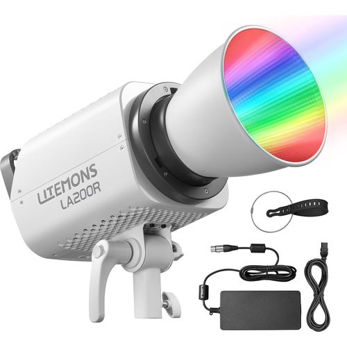 Godox Litemons LA200R Studio RGB-Videoleuchte, 220 W, LED-Fotografie-Lichtlampe, 1800šC10000 K, CRI95+, Bowens-Halterung, APP-Steuerung mit Reflektor fuer Heimstudio, Vlog, Live-Streaming, Portrait, Produkt, Hochzeitsfotografie