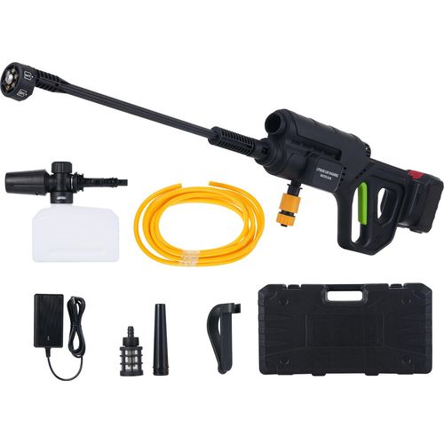 Akku-Hochdruckreiniger, grosse Autowaschpistole, 2-in-1-Autowaschen und -blasen, 3-Gang-Einstellung, mit 6-in-1-Duese, buerstenlosem Motor, 21-V-4000-mAh-Akku, EU-Stecker