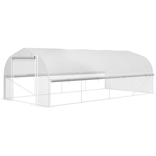 6x3x2 m Gewächshaus, begehbar, 8 Fenster, Tür, Fliegennetze, Metallgestell, Weiß
