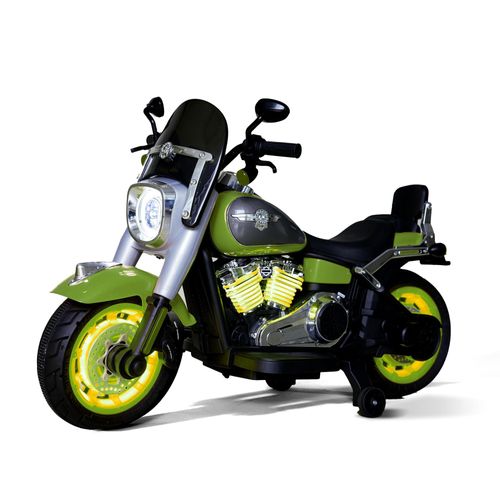 XXL Elektro-Kindermotorrad Kinderfahrzeug Kinder Motorrad für Kinder bis 8 Jahren 12V – 55W Motor, LED, USB, Bluetooth Grün (BJML818 )