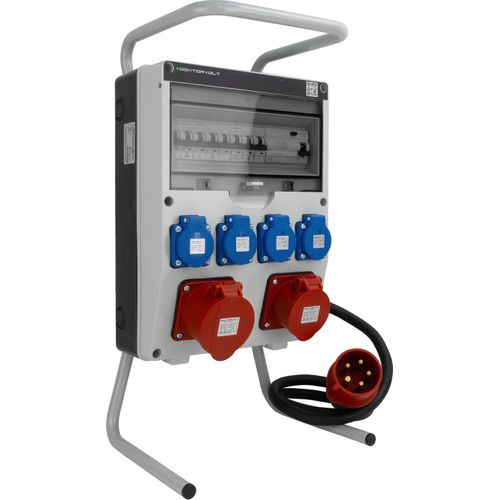 Baustromverteiler mit Stecker 16A 32A 4x230V auf Ständer Mobilverteiler Stromverteiler TGD-S/FI 32A 16A 4x230V Stromverteiler Wandverteiler mit VDE Sicherungen Doktorvolt DV-6050-D
