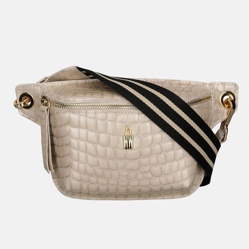IDA - Beige Gürteltasche aus Kroko-Leder