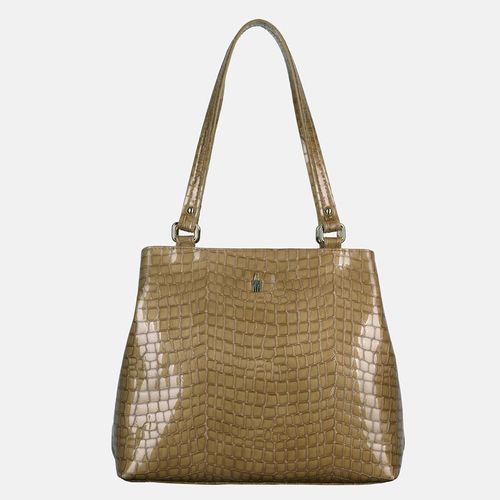 OLIVIA - Handtasche aus karamellfarbenem Kroko-