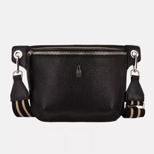 LEIA - Schwarze Gürteltasche aus Leder