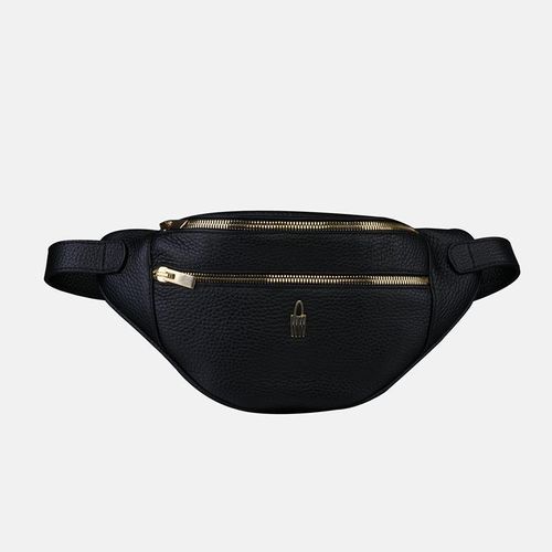 LAYLA - Schwarze Gürteltasche aus Leder