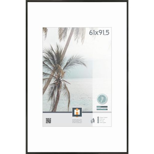 Bilderrahmen Kyoto , Schwarz , Kunststoff, Glas , rechteckig , 92.6x62.2 cm , Bilder und Zubehör, Bilderrahmen
