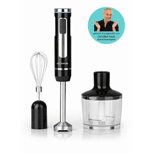 Kochwerk Stabmixer-Set Rachs Kockwerk , Schwarz, Edelstahl , Metall, Kunststoff , 4-teilig , 5x5x35 cm , Küchengeräte, Mixer
