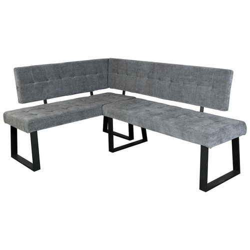 Mid.you Eckbank , Hellgrau , Metall, Textil , 3-Sitzer , 185x134 cm , Esszimmer, Bänke, Eckbänke