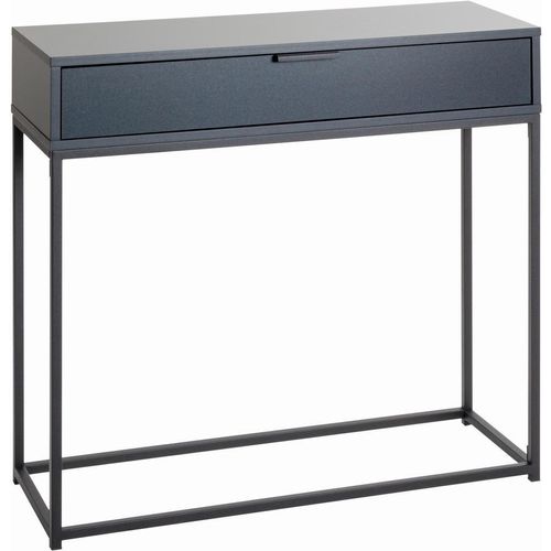 Konsolentisch , Anthrazit, Schwarz , Metall , 1 Schubladen , rechteckig , eckig , 28x77x80 cm , Stauraum , Wohnzimmer, Wohnzimmertische,