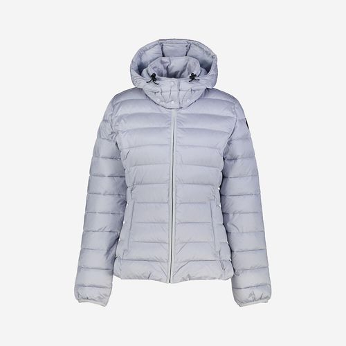 Graue Pufferjacke mit abnehmbarer Kapuze