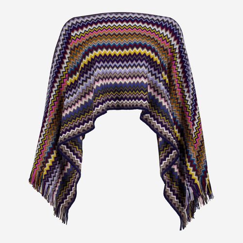 Mehrfarbiger gemusterter Poncho aus Wollmischung