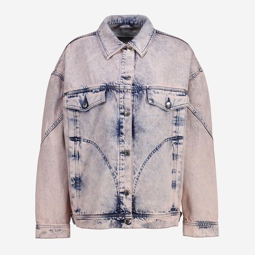 Blau-rosafarbene Jeansjacke mit Waschung