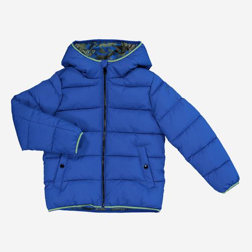 Blaue Pufferjacke mit Logo-Details