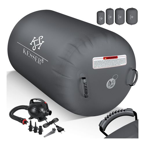 KESSER® Aufblasbare Air Roll Airtrack, Gymnastik-Rolle inkl. Tragetasche & elektr. Luftpumpe Barrel Gymnastik Tumbling Yoga Gymnastik Rolle Gymnastikmatte, Fitnessrolle