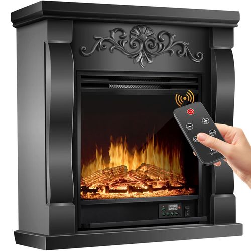 KESSER® Elektrokamin Standkamin - Kamin elektrisch mit LED 3D-Flammeneffekt, Mit Heizung Heizfunktion, Elektro Kamin mit 1800W Leistung, Wochentimer, Thermostat, Fernbedienung, dimmbar