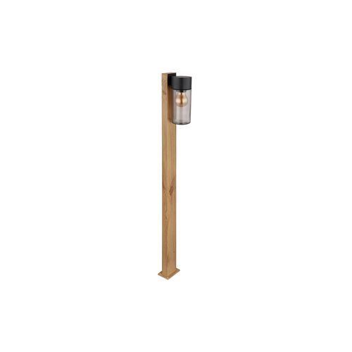 Außenleuchte, Stehlampe, Edelstahl, Holzoptik, H 100 cm