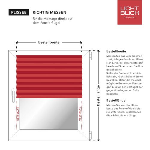 Lichtblick Plissee Klemmfix, ohne Bohren, verspannt, blickdicht, Hitzeschutz - Schwarz